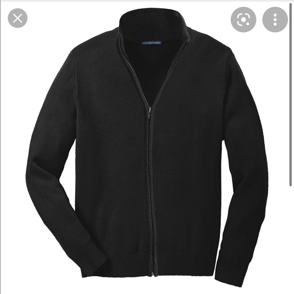 Port Authority Black Full Zip Cardigan Sweater Med